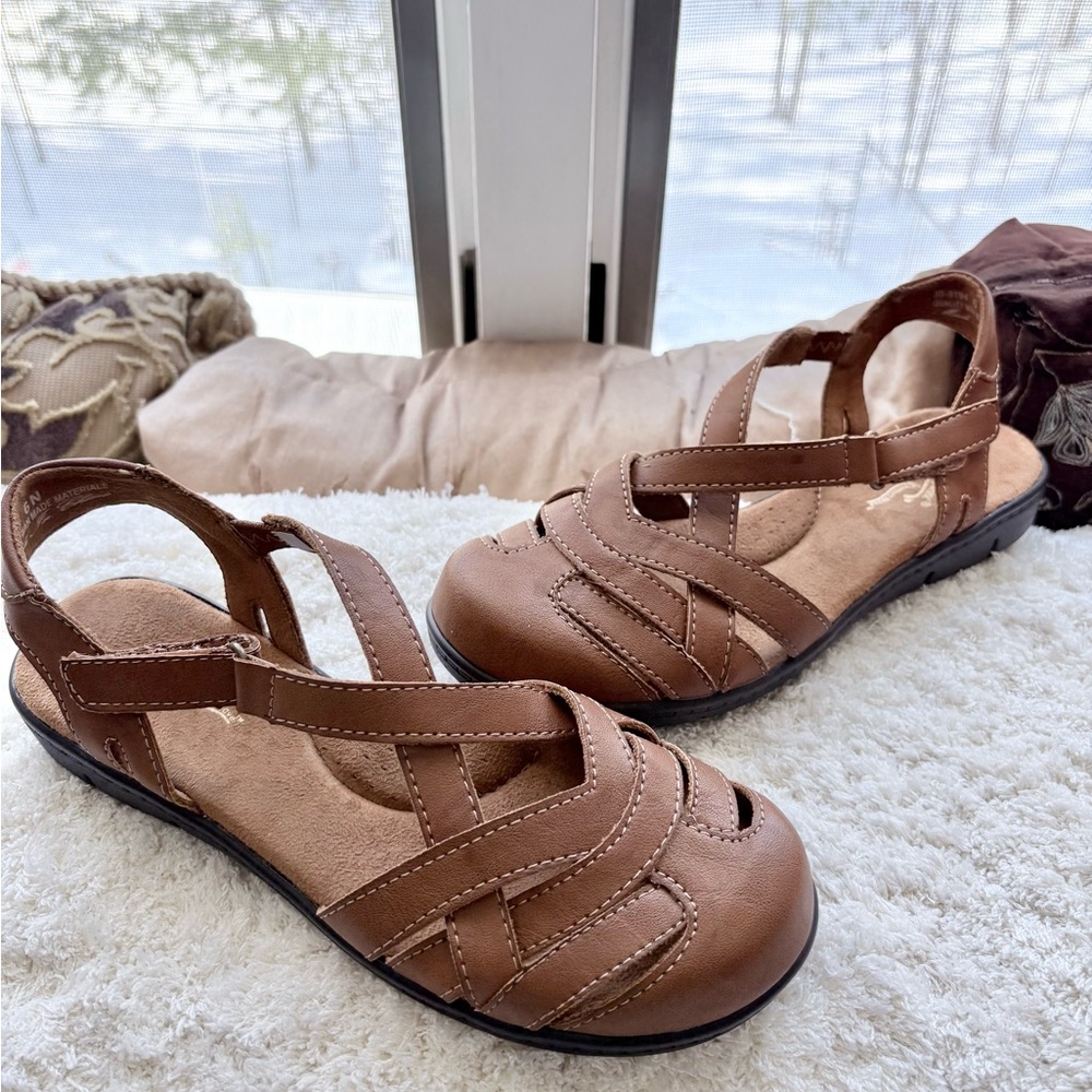 Easy Street Tan Strappy Sandals